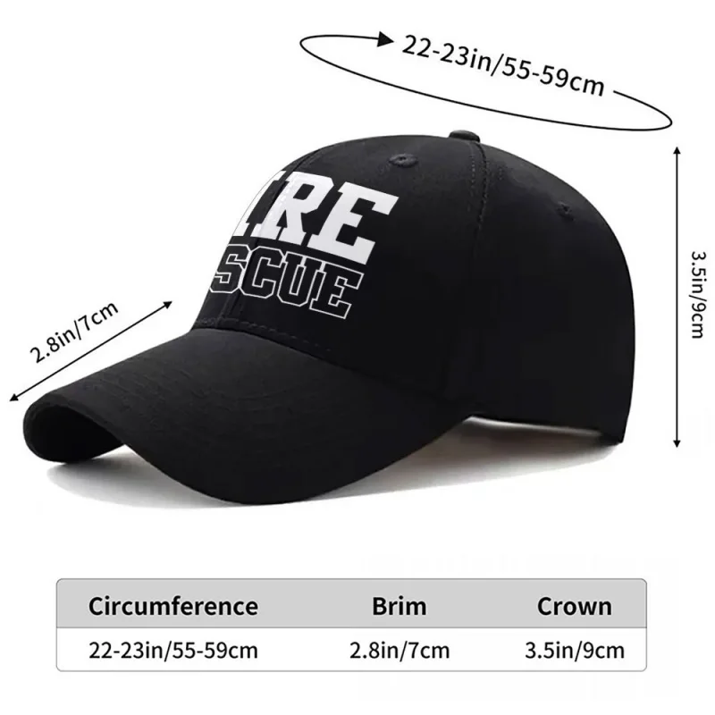 FIRE RESCUE Printed Lightweight Baseball Cap Unisex Outdoor Sports Hat for Weddings Parties Festivals Daily Wear