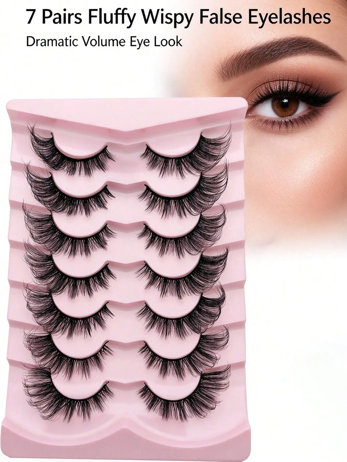 7 Paar Faux-Wimpern im Fuchsaugen-Stil, Katzenaugen-Wimpern, natürliche, flauschige, voluminöse, verlängerte Wimpern für die äußere Augenwinkelpartie, geeignet für Cosplay. – Detail 1
