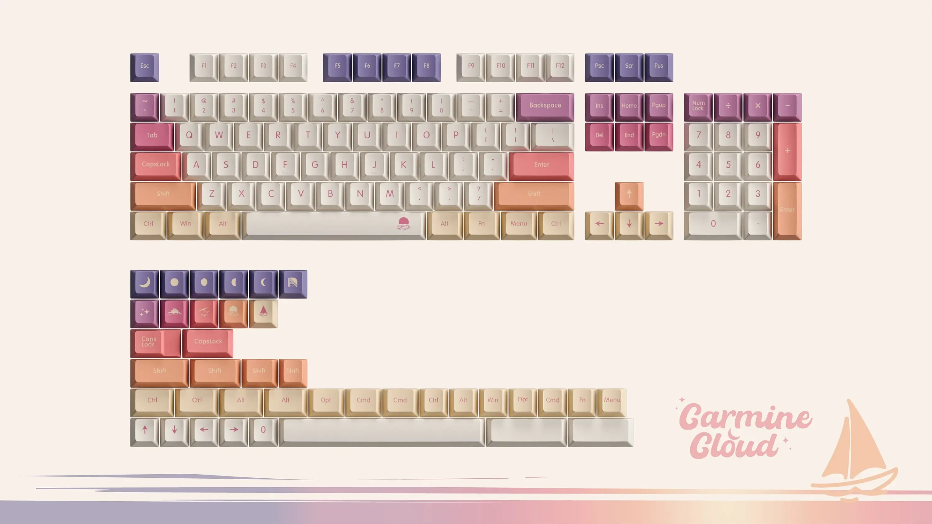 Imagem -02 - Nuphy Branco Nuvem Keycaps Cherry Perfil Dye-sub Pbt Keycaps Halo65 75 96 Field75