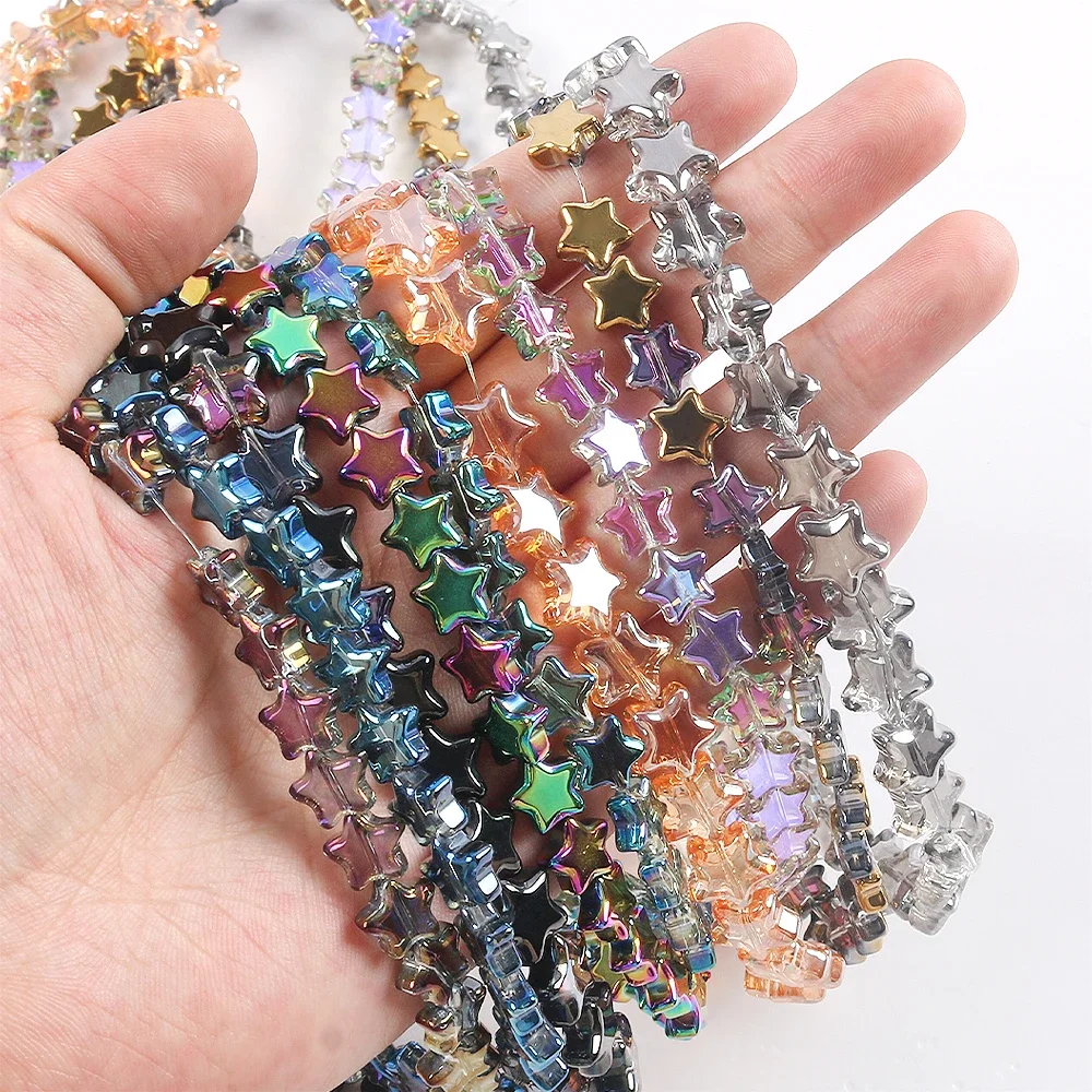 20pcs 8/10mm AB Color Glass Beads Five-pointed Star Spacer Loose Bead for Bracelet Necklace DIY Jewelry Making Accessories