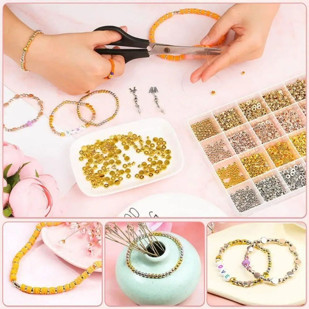 Bow Knot Bead Plated Gold Beads Set Widely Used Star Bead Heart Shaped Pendant Kit DIY Hair Accessories