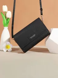 Portfel ze skóry PU Mini portmonetka Crossbody o dużej pojemności z regulowanym paskiem na ramię dla kobiet