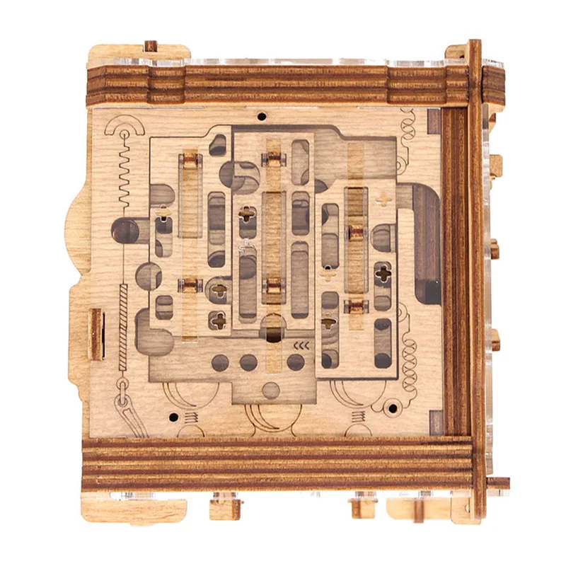 Caja de almacenamiento de madera, rompecabezas, laberinto H