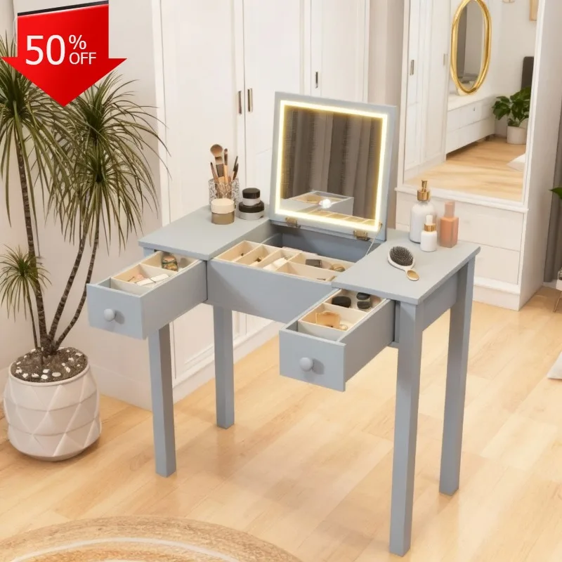 ماكياج الغرور مكتب مضيئة ماكياج خلع الملابس الجدول مع البراز حقيبة كتف خمر الأثاث الغرور للنساء أدوات الزينة اللباس