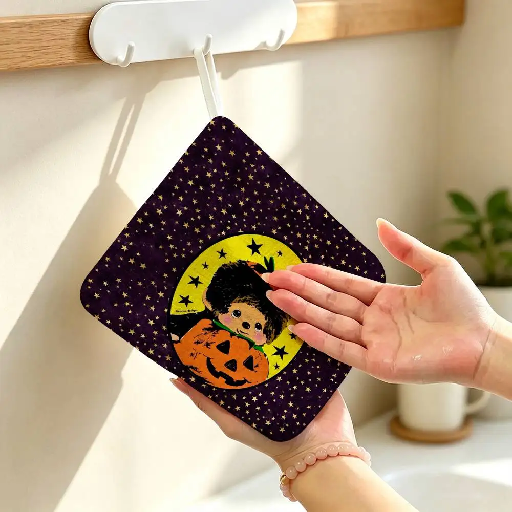 M-monch-hichis doll sCute Hanging Style Hand Wiping Towel Polyester Cotton Anti-fade For Indoor Kitchen Living Room