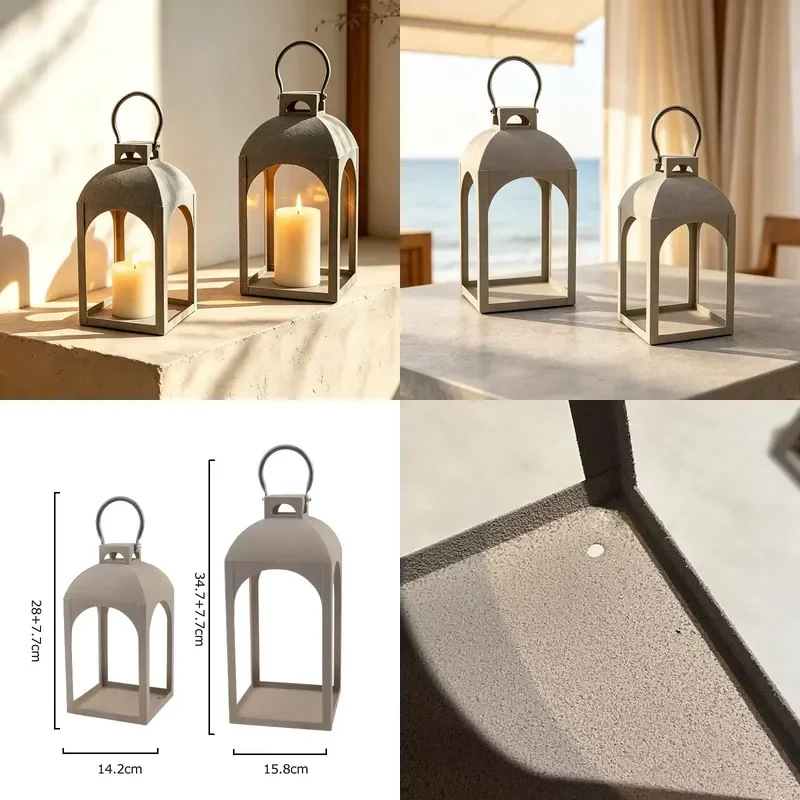 for  Frosted Lacquered Hollow Metal Hurricane Light Waterproof Candlestick Lantern  Hotel Home Decor