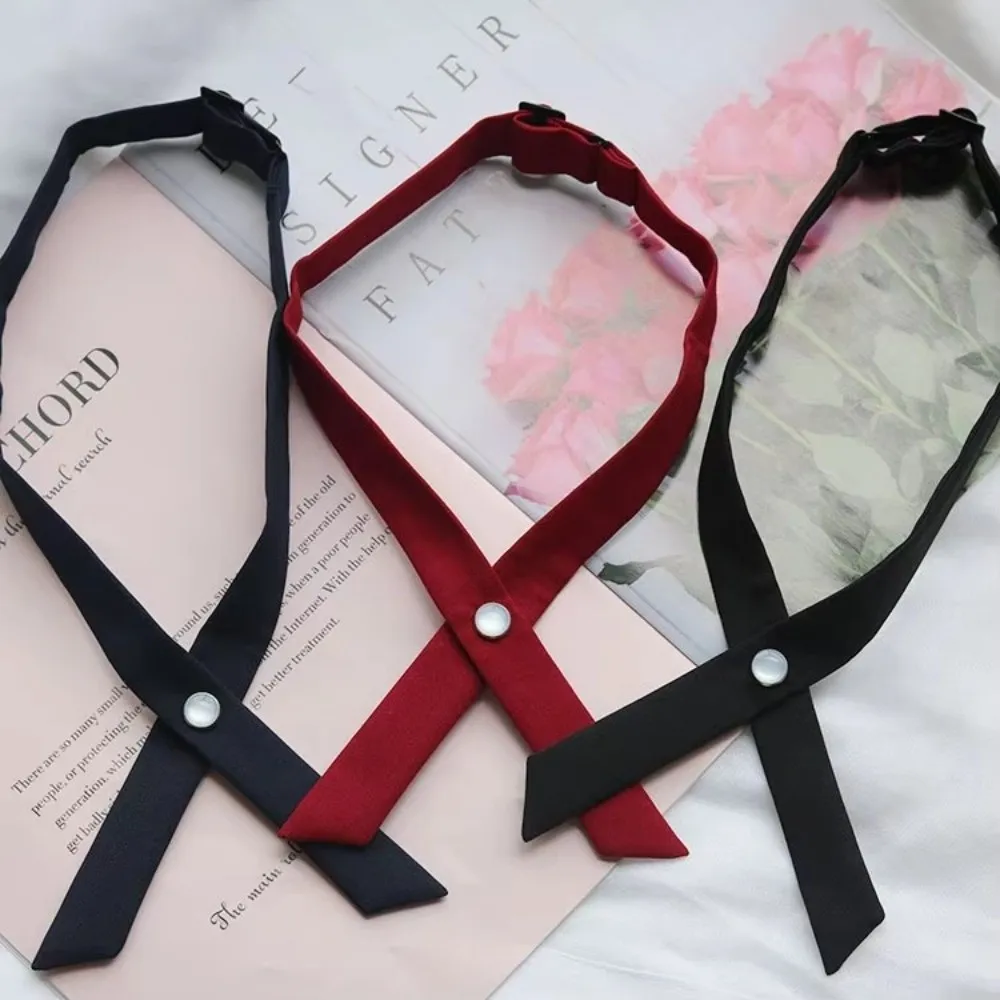 Removable Design Bow Tie Accessories Solid Color No Tying Knots Cross Tie Shirt Simple Style Fine Texture JK Uniform Decor