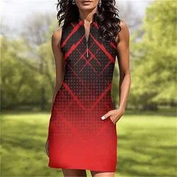 Vestido feminino de manga curta golfe, esportes de lazer, vestido ao ar livre, confortável, secagem rápida, fitness, tênis, moda