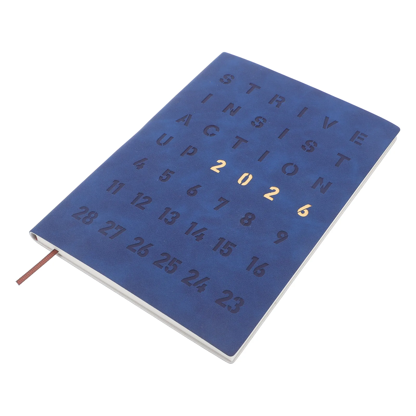 2026 Daily Planner Agenda Monthly Weekly Layout Hard Cover Book Portable Size For Personal Productivity Elegant Style Dark Blue