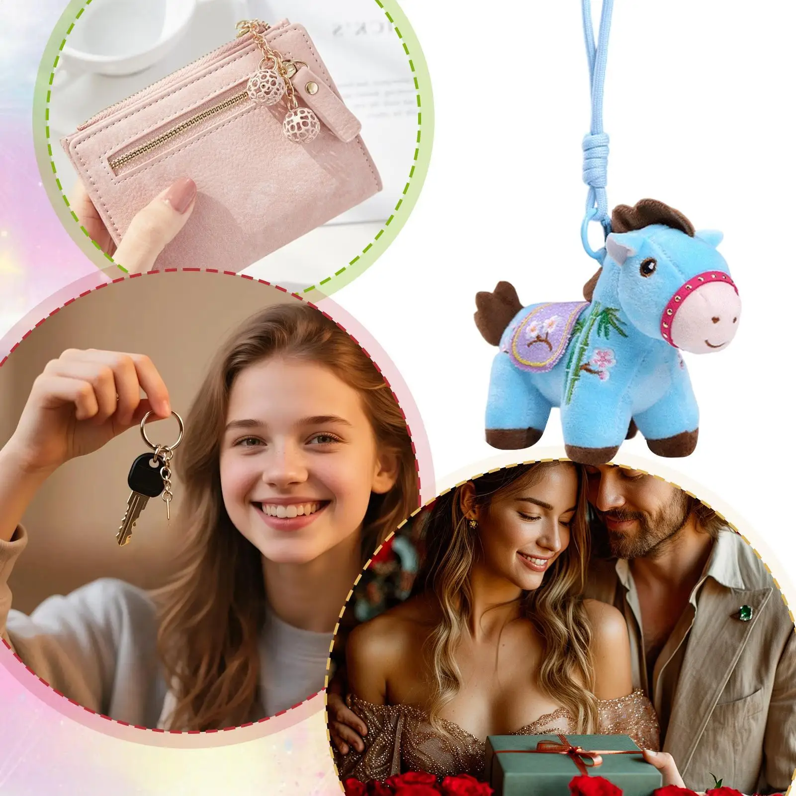 Cavalo chaveiros para mulheres de pelúcia bonito decoração pingente 2026 sorte cavalo ano bolsa charme para mochila namorado menina carro feminino