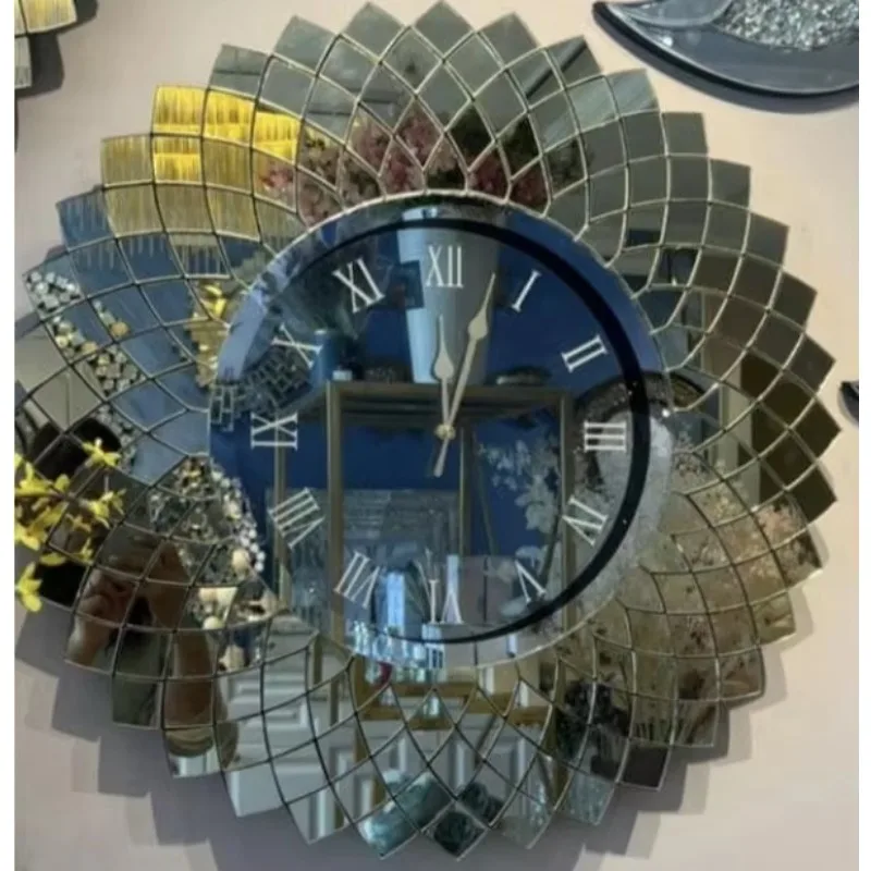 Contemporary Style Simple Luxury Clock Electric Square Glass & Crystal Design for Home Hotel Wall Decoration for Everyday Use