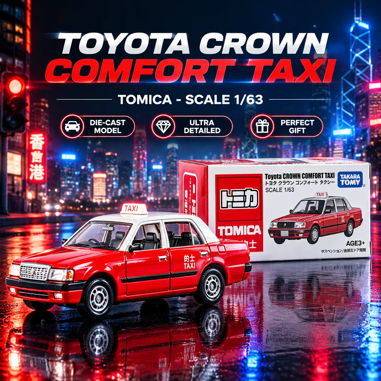 TOMICA Diecast Alloy Car Model Hong Kong Taxi Minibus Sports Car GTR Truck Transporter Vehicle Collectible Display Toy Car Gift