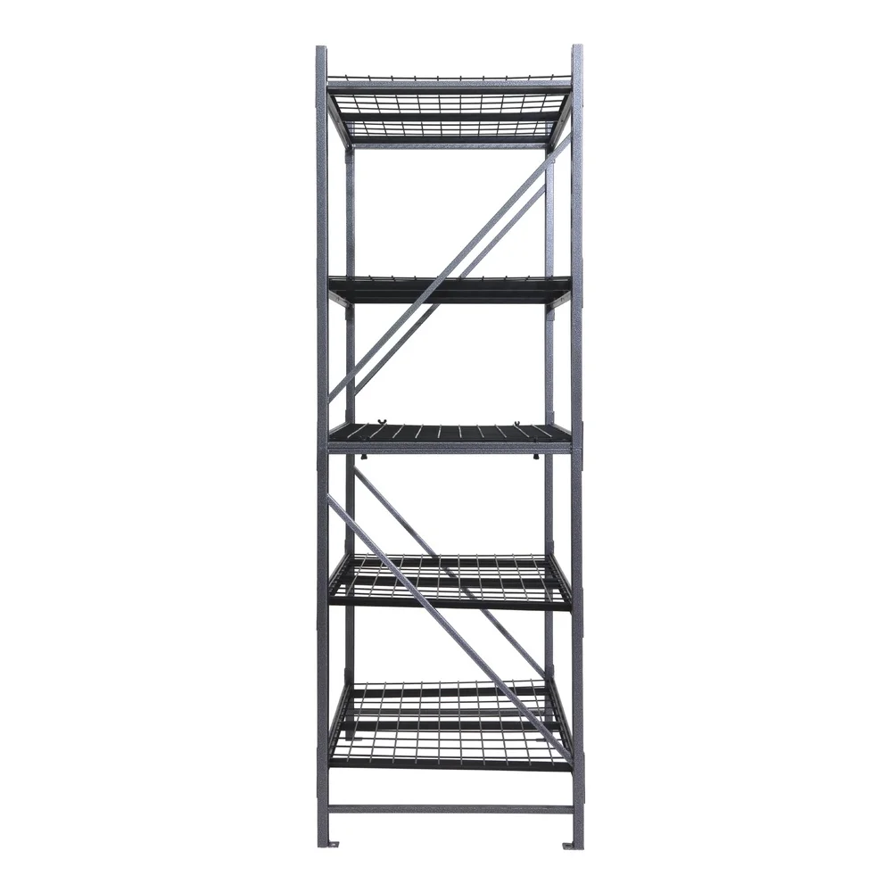 Heavy Duty 5-Shelf Metal Rack Adjustable Shelving Unit 1000lb Capacity Wire Decking Easy Assembly Garage Storage