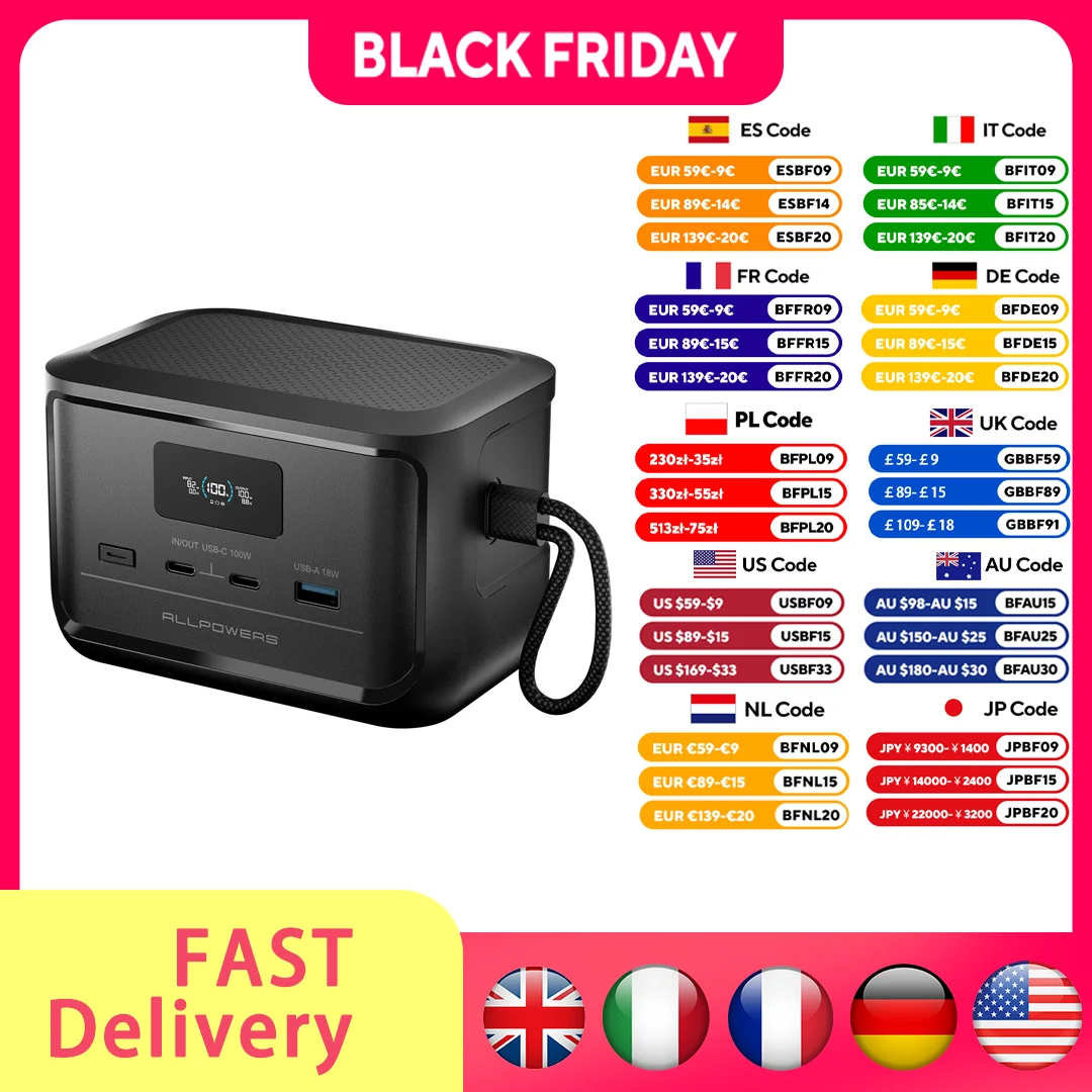 ALLPOWERS SOLAX P100 batterie externe Portable 99.2Wh 31000mAh LiFePO4 batterie 128W sortie USB pour Camping en plein air voyage d'urgence