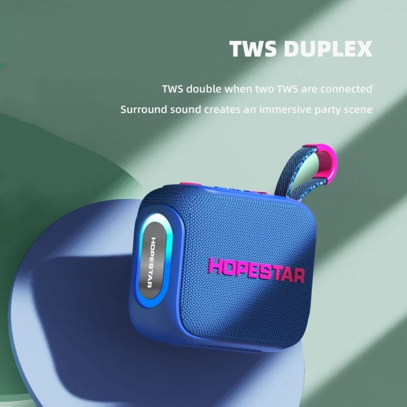 HOPESTAR-H66 다채로운 LED 조명과 휴대용 무선 시끄러운 소리 작은 스피커 다기능 야외 파티 블루투스 스피커