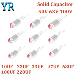 Condensador electrolítico sólido de inmersión, 10 piezas, 50V, 63V, 100V, 10UF, 22UF, 33UF, 47UF, 68UF, 100UF, 220UF