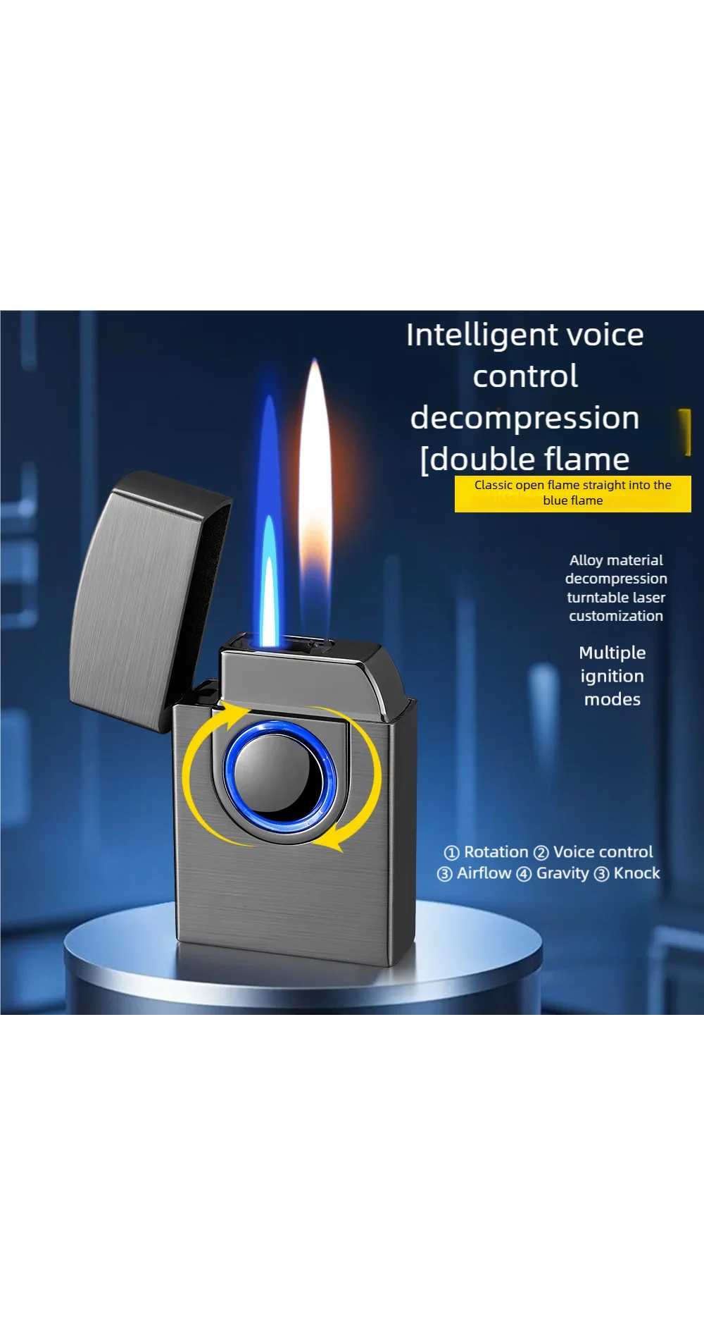 

Интеллектуальная индукционная зажигалка с голосовым управлением, двойная пожарная надувная зажигалка, чтобы подарить парню, персонализированный подарок высокого класса своими руками