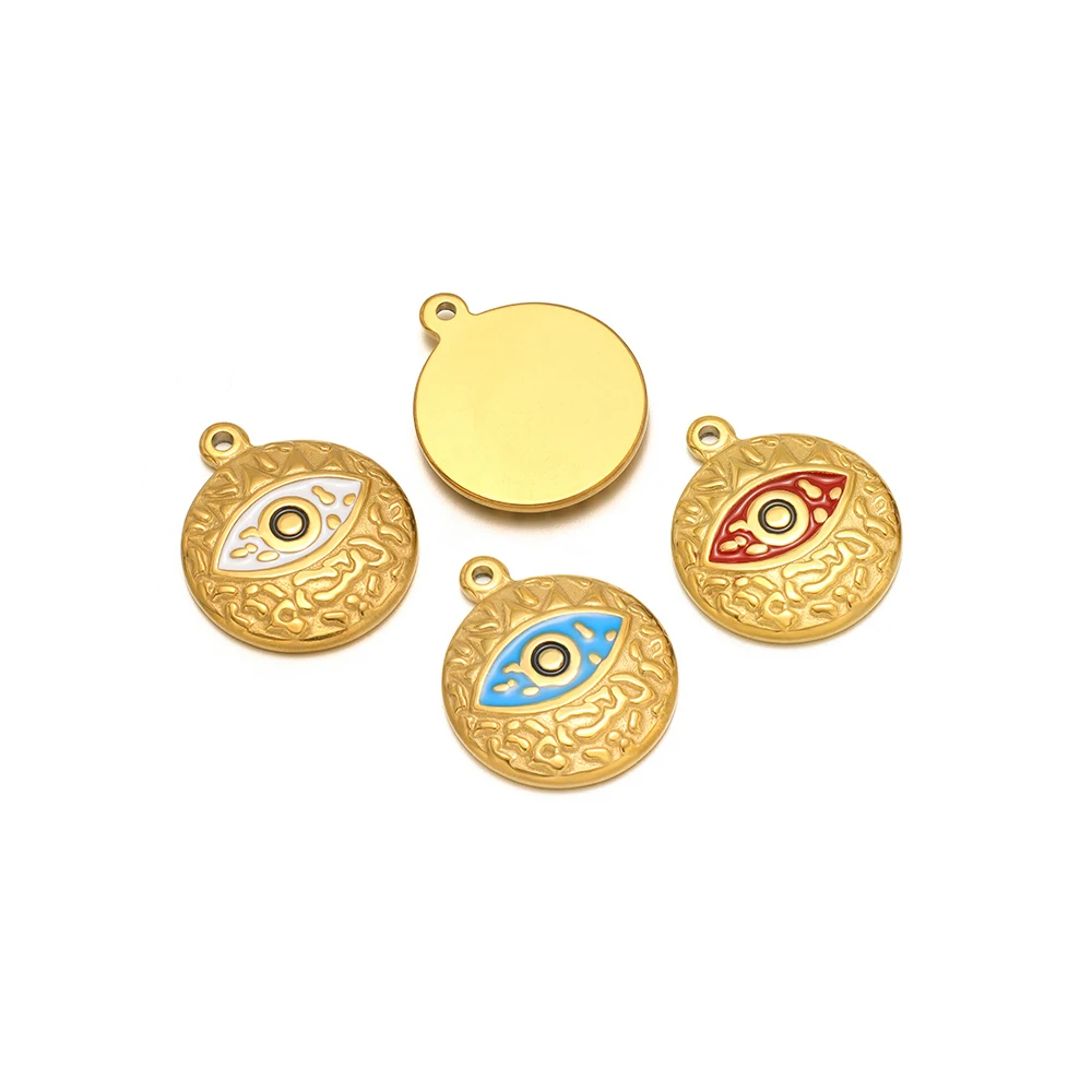 

5pcs Stainless Steel Enamel Evil Eye Charms Rhinestone Pendants for DIY Fashion Jewelry Making Earrings Necklaces Accessories