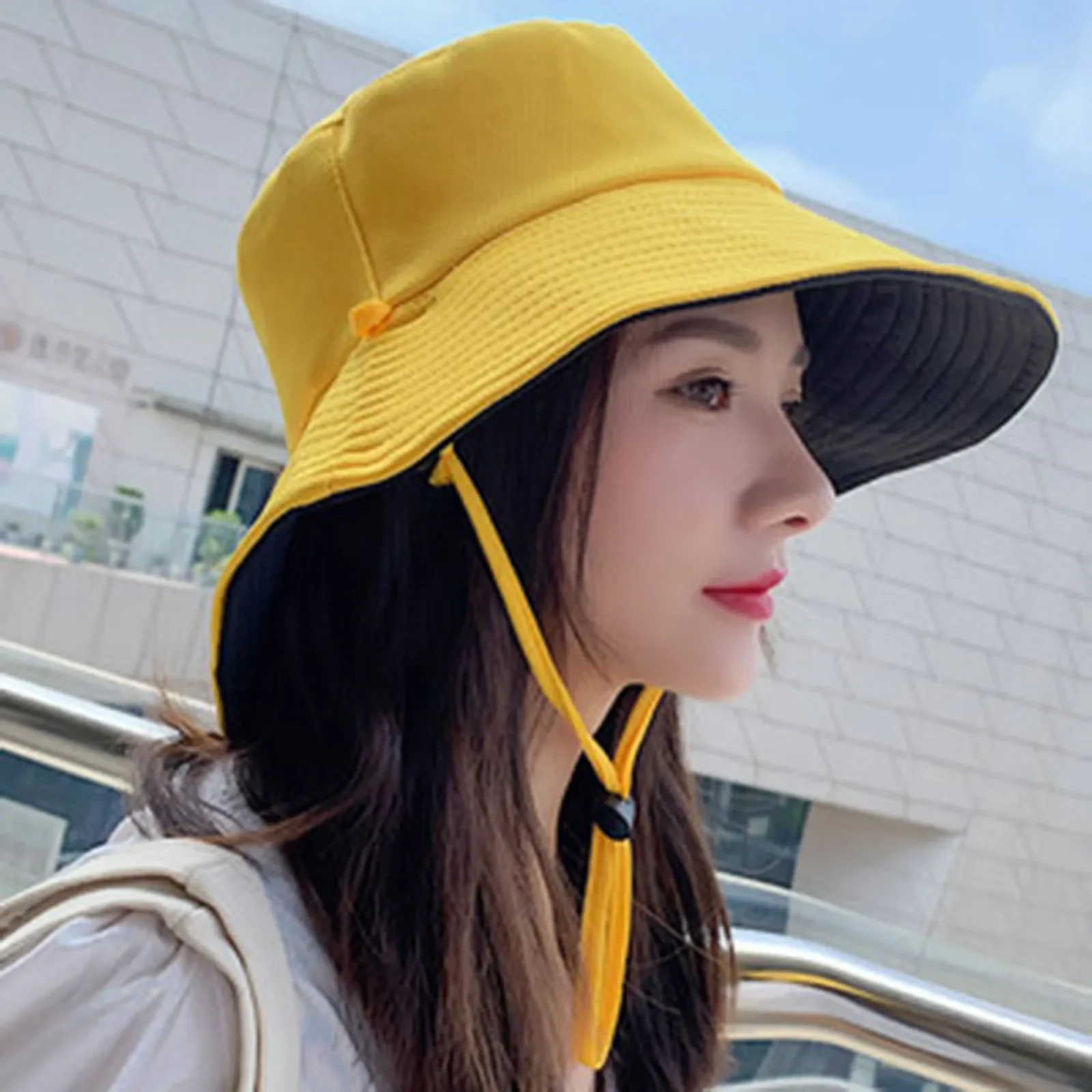 Summer Double-sided Bucket Hats Fashion Big Brim Foldable Solid Sun Hat Women Outdoor Beach Visor Caps Fisherman Cap for Travel