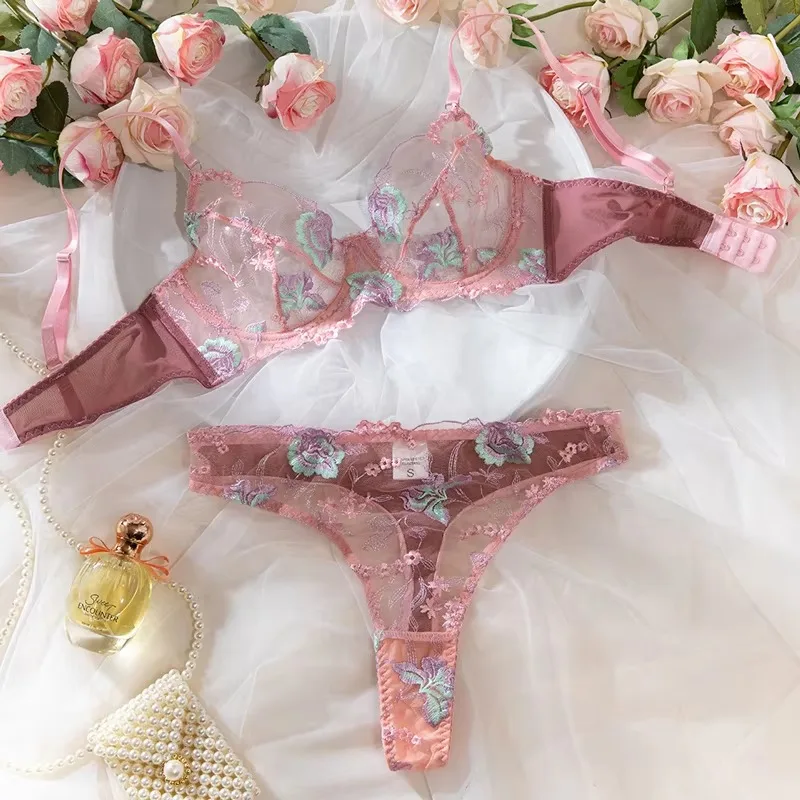 Tornova Sexy Lingerie Suit for Women Lace Mesh Patchwork Embroidery Sexy Underwear Set Sexy See-through Printing Lingerie Set