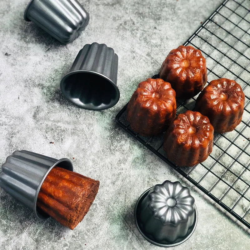 4pcs Nonstick France Canele Molds  Mini Lace Canele Mold  Individual Washable Carbon Steel Canelle Pastry Molds