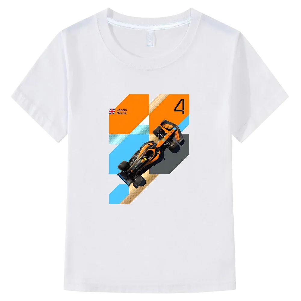 Lando Norris 4 Racing Pattern Print Tshirts Casual Cotton T-shirts Children for Boys Girls Tee-shirt Fashion Loose Tops Kid Tees