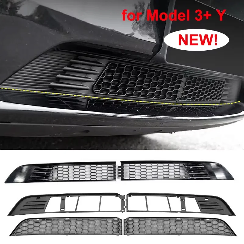Osłona przedniego grilla Tesla Model Y Juniper 2025 Model 3 Highland, wkładki do grilla, siatka przeciw owadom, osłona, filtr do zderzaka.