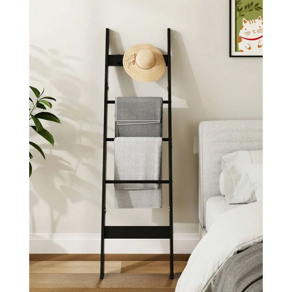 

Декоративная деревянная лестница-стеллаж для гостиной, 5-ярусная, с 4 съемными крючками, для одеял и декора, в стиле фермерского дома