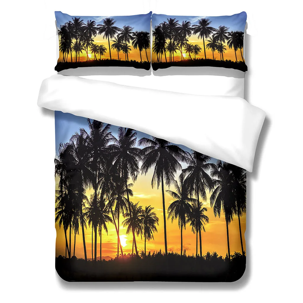 

Комплект пододеяльников HUANZHUANG с рисунком деревьев в сумерках, комплект из 3 предметов с принтом и застежкой-молнией, мягкий Королевский размер