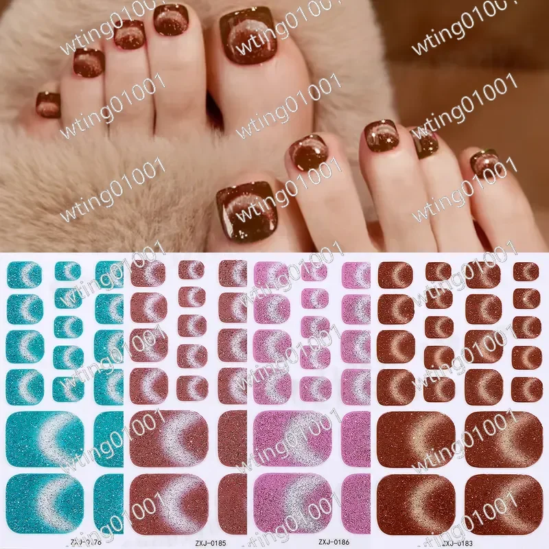 for Nail Art Stickers 3D Cat Eye Gradient Smudge Onion Powder Toe Decals Self Adhesive Manicure Accessories DIY Beauty