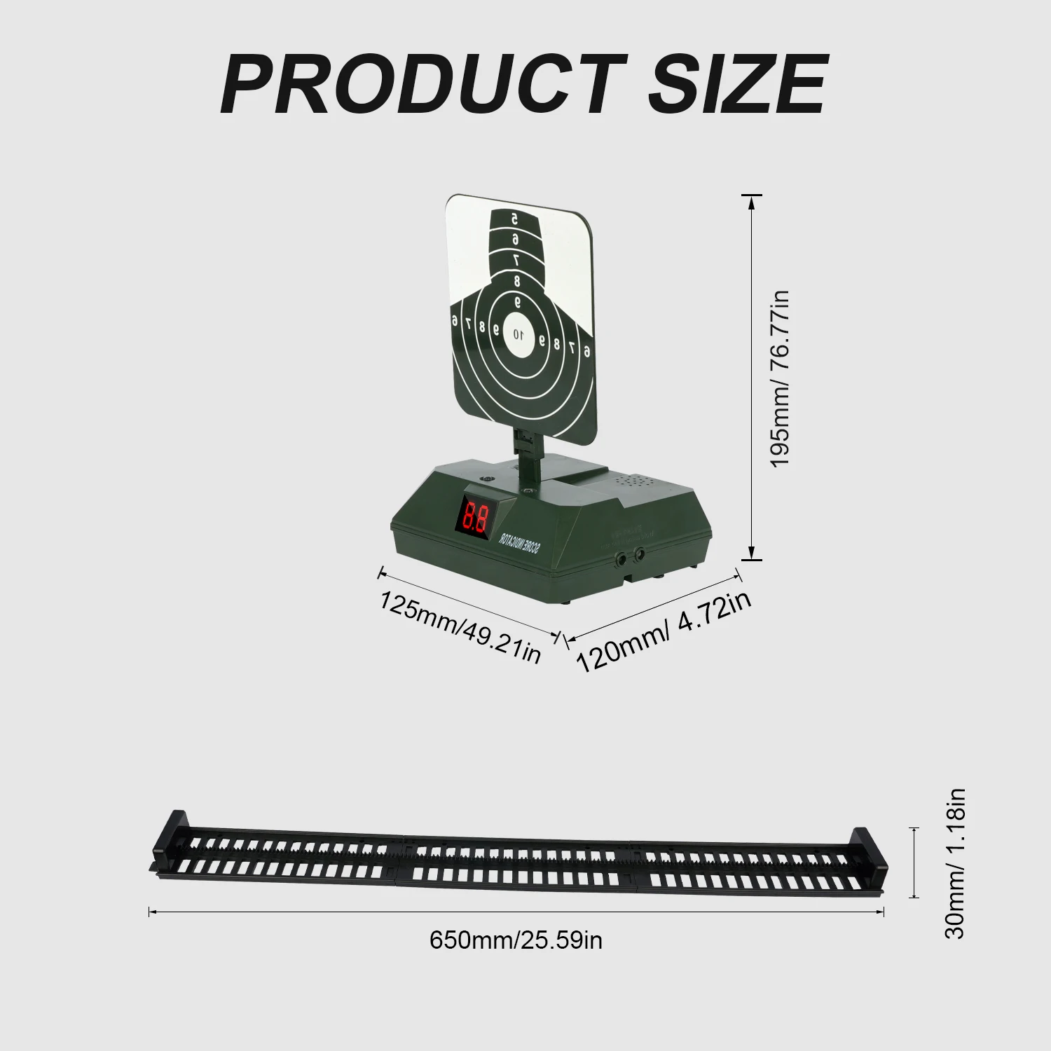 

Умная движущаяся мишень T1358: светодиодная/звуковая индикация, безопасная, универсальная и экономичная, без боеприпасов. Автоматическое подсчет очков и непрерывная игра.