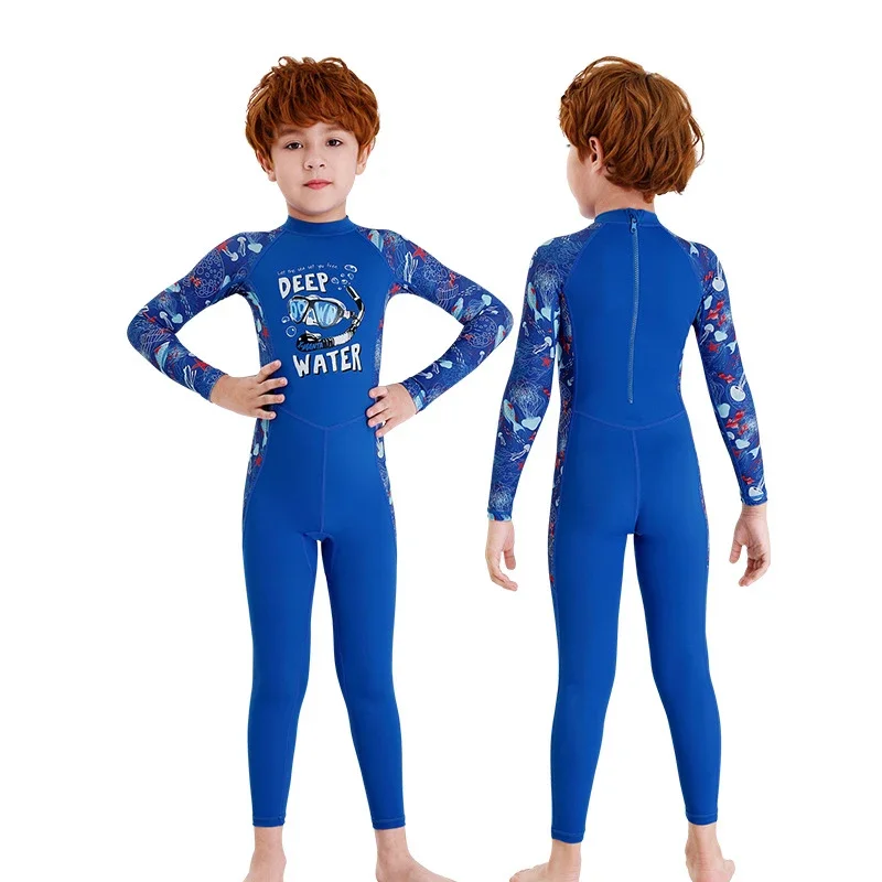 2024 Print Een Stuk Badkleding Lange Mouw Baby Jongen Wetsuit Snelle Droge Letter Kinderen Badpak Outdoor Sport Meisje Badkleding