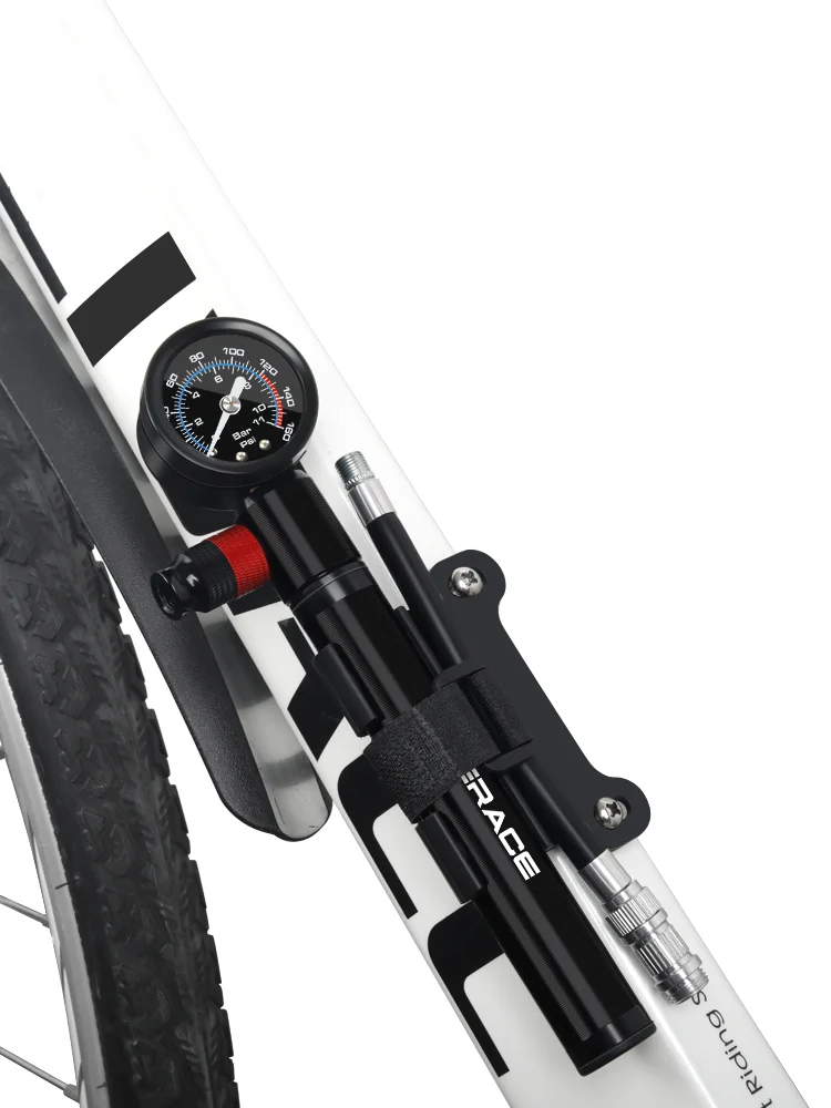 AliExpress riderace RIDERACE Bicycle Pump With Gauge Portable Aluminum Alloy Hand Tire Air Inflator Bike Air Shock Pump AV FV Presta Schrader Valve