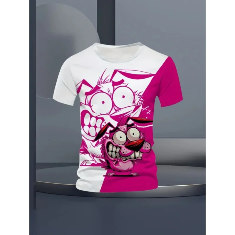 

MOTO-Летняя повседневная футболка с круглым вырезом и игривым мультяшным персонажем в стиле пэчворк, мужские и женские короткие рукава