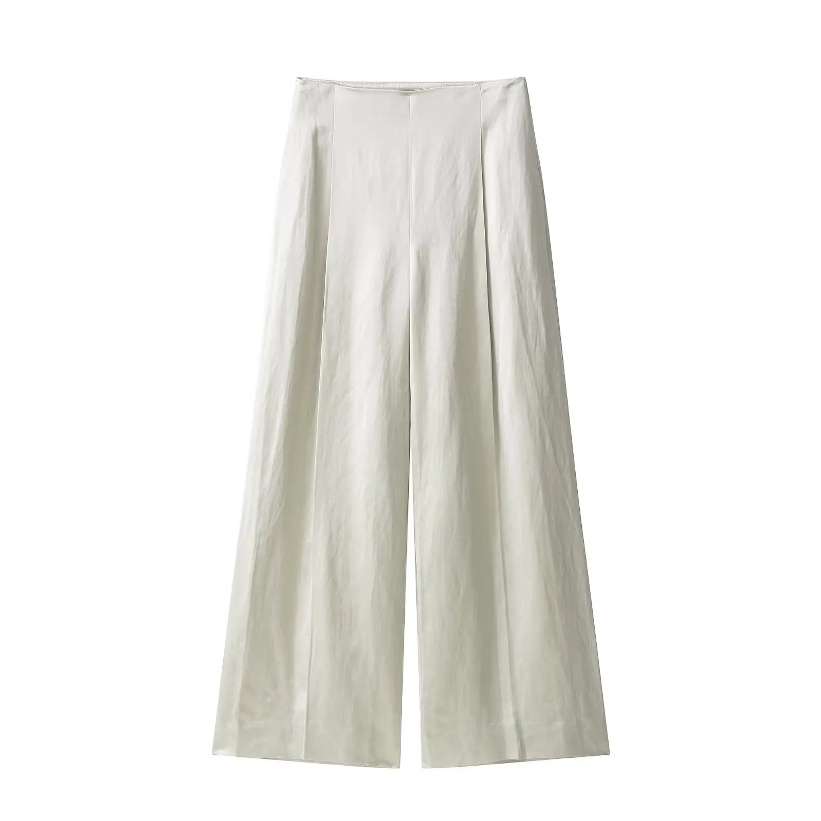 Traje de mujer con textura satinada de seda, cinturón decorado, pantalones doblados, conjunto de dos piezas, moda europea de verano para adultos