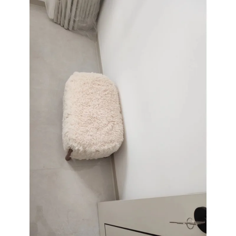 Cream Style Ottoman Footstool Small Pouf Footrest Low Stool Seat Bench for Living Room Coffee Table Bedroom Chic Home Decor Gift