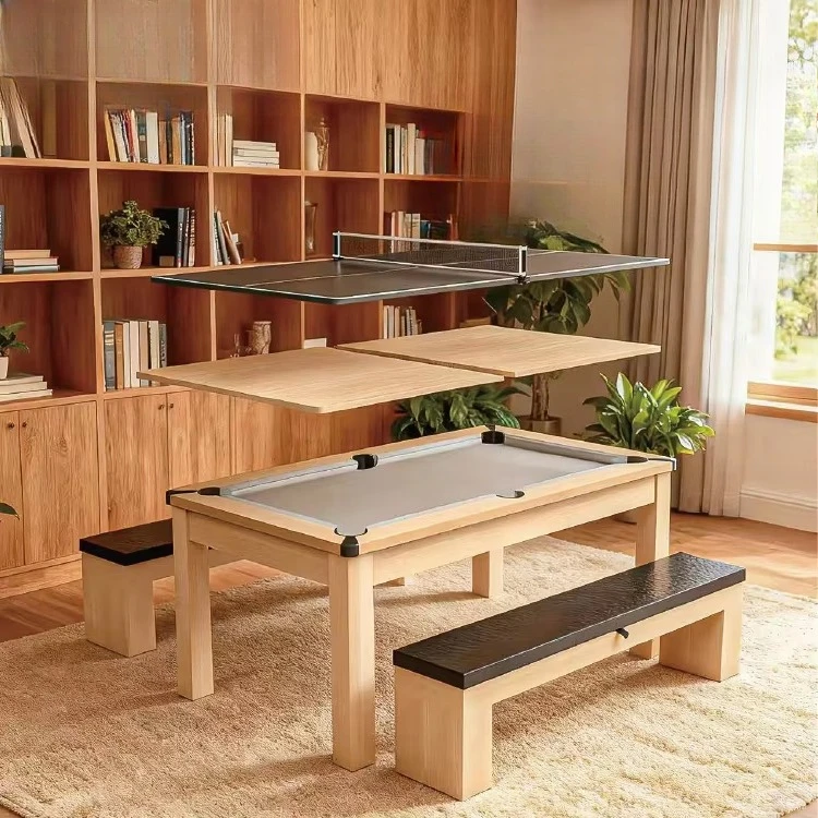3-in-1 luxury commercial billiard  , professional multifunctional design, equipped with benches, available