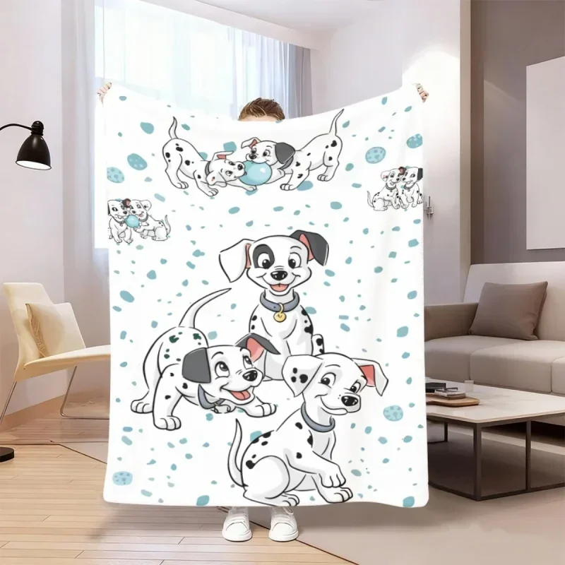 Thin Blanket Cute Dalmatian Puppy Throw Blanket Spotted Dog Playful Cartoon Print Soft Warm Flannel Sofa Bed Blanket Nursery