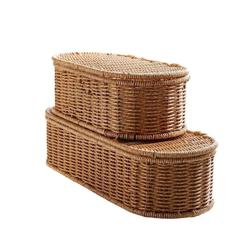 Bohemian Imitation Rattan Storage Basket Woven Storage Box Dust-proof Frame Home Decoration Basket
