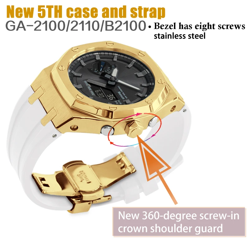 Gen5 GA-2100 GA-2110 GA-B2100 Stainless Steel Metal Case Mod Kit For Casioak Watch Bezel And Rubber Strap Band With Refit Tools