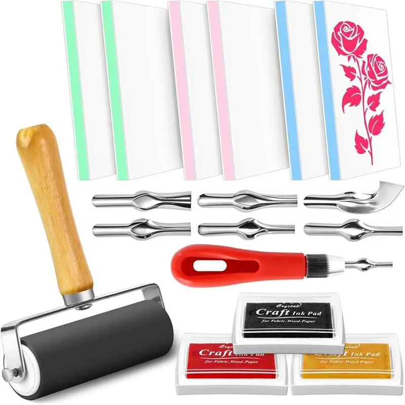 

A60zrubber Carving Blocks For Car Stamps–6Pcs 4 X2.4 Inch Linoleum Block Stamp Making Kit For For Beginner DIY Projectsmay