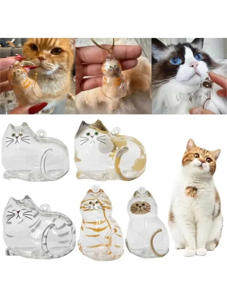 Boîte de rangement de cheveux d'animaux de compagnie, pendentif souvenir, Collection de fourrure de chat, pendentif de Capsule, bouteille sensorielle, ornement commémoratif