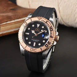 DWAYNE CAMPBELL Luxury NH35 Men's Mechanical Watch Waterproof Rubber Strap Sapphire Glass Casual Watch Men's Watch