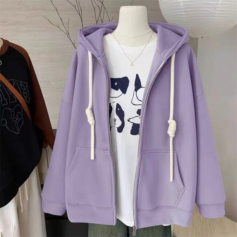 Maillard Korean Department Autumn-winter New Fashion Plush And Thick Lazy Hoodie 2024 Loose Cardigan Zipper Jacket