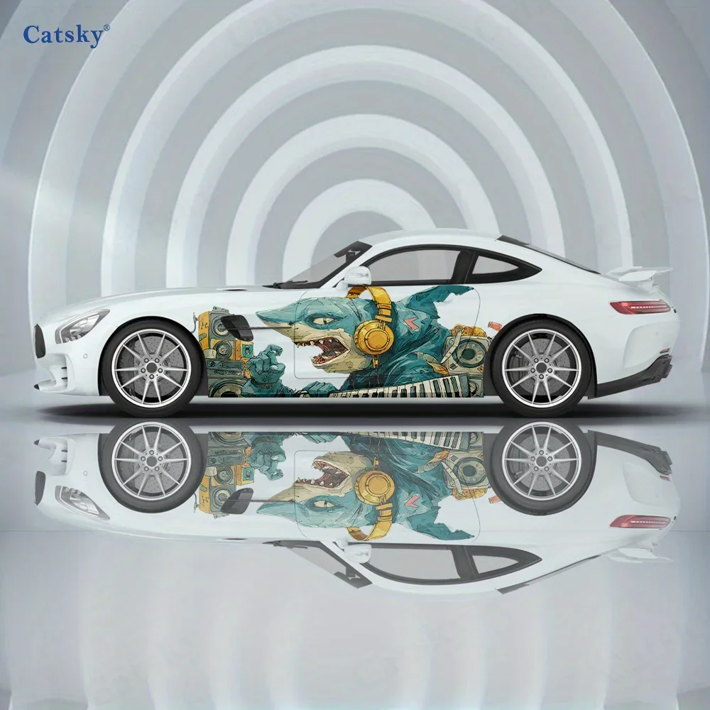 

Music Happy Colorful Shark Car Vinyl Wraps Decal Self-adhesive PVC Sticker Suitable for Trucks SUV Decor Auto Accessories Gift