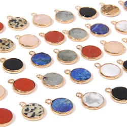 2pcs 13mm Round Small Tiny Natural Lapis Quartz Howlite Gem Stone Slice Pendant Charm For Jewelry Making Necklace Earring Diy