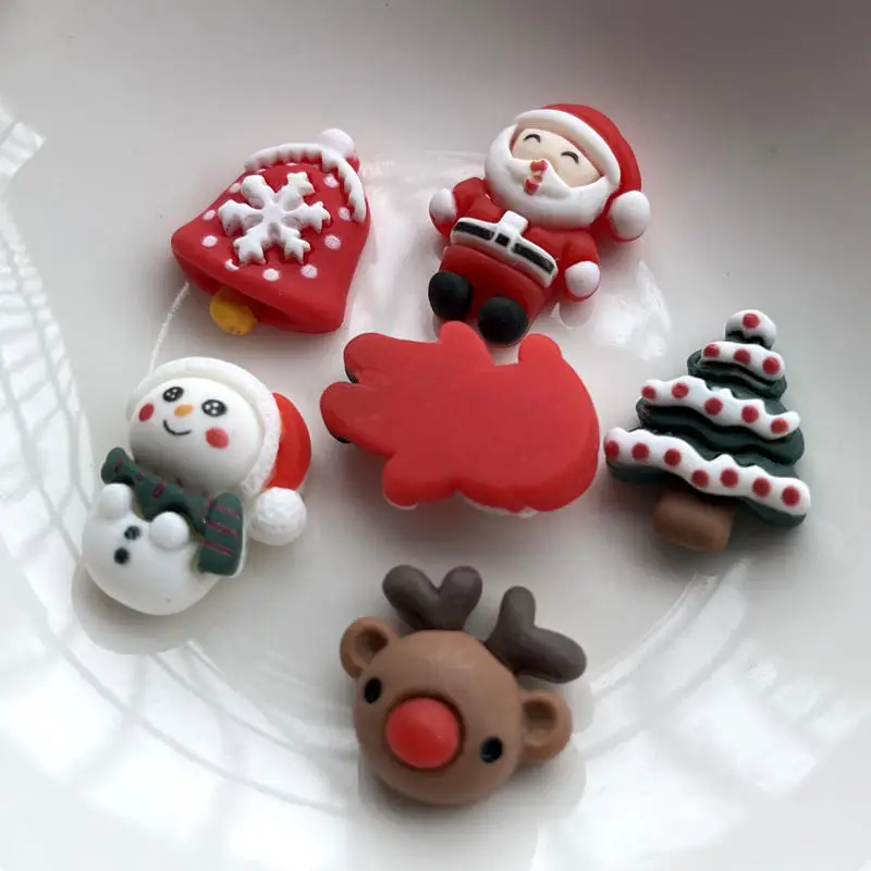 10Pcs New Cute Mini Christmas Collection Series Resin Flatback Cabochon Scrapbook Kawaii Embellishments Accessories