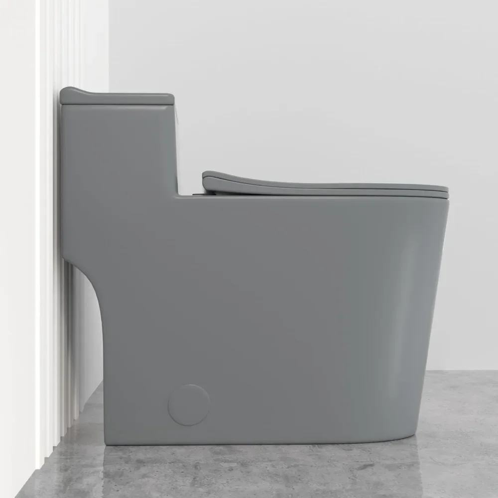 Comfort One Piece Toilet 17.25 inches Tall Elongated Bowl for Modern Bathroom 12-inch Rough in,Matte Grey