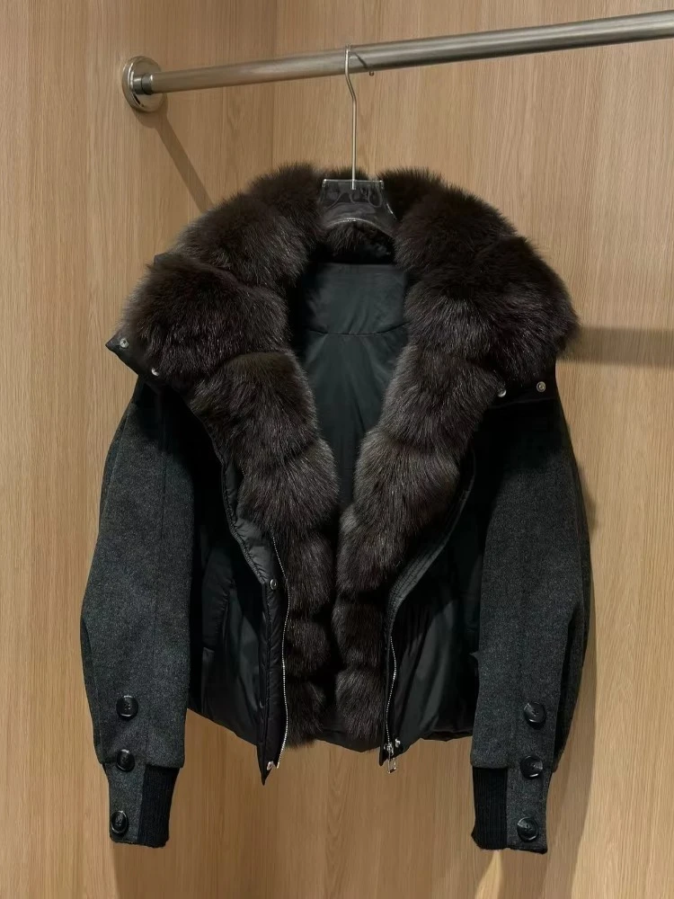 Goose Down Coat Warm Winter Women's Oversized Duck Padded Jacket Urban Style Commuting Wear Real Fur Jacket for Cold Climate