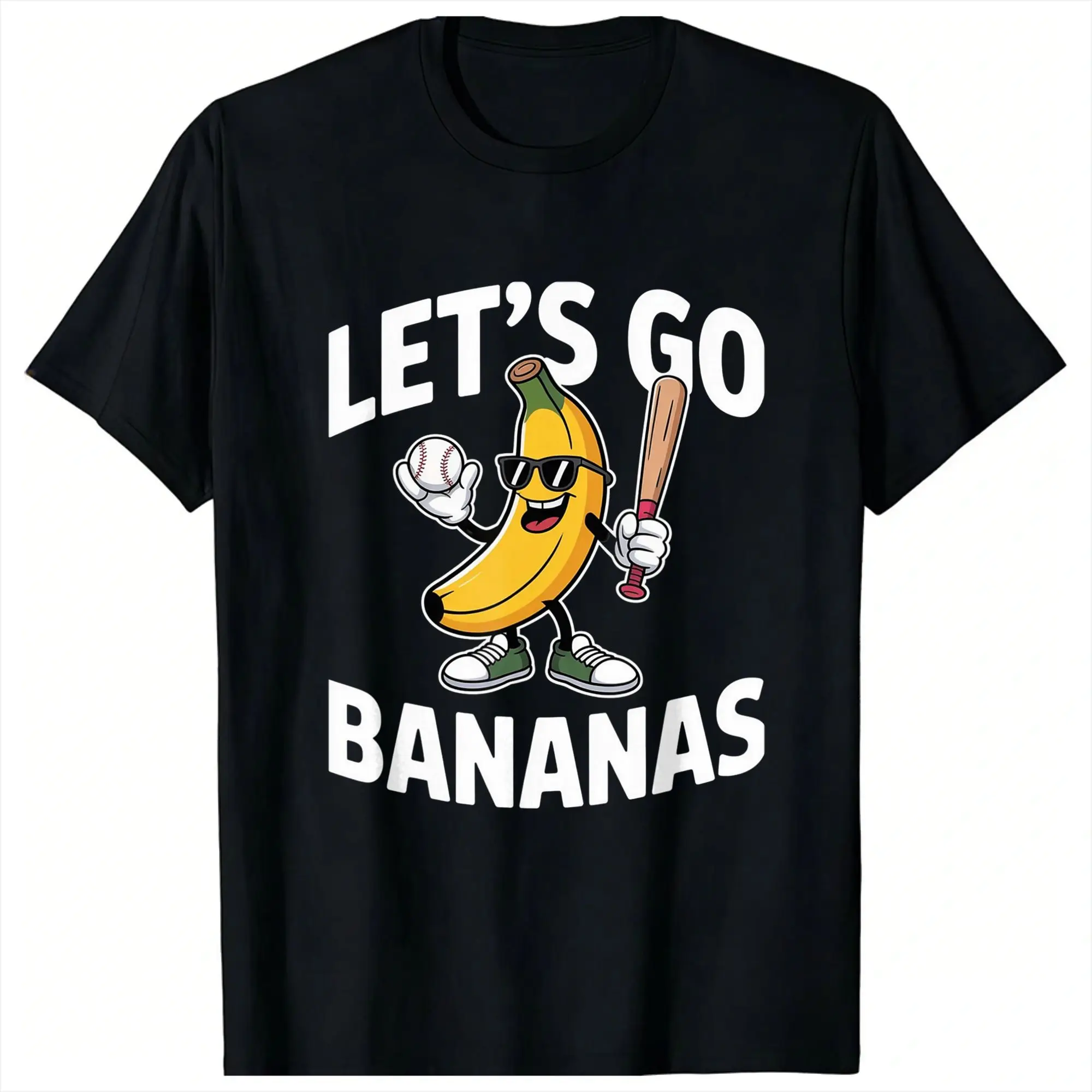 Funny Banana Baseball Let‘s Go Bananas T-Shirt Men's  Streetwear 100% Cotton T-Shirts Summer O Neck Novelty Tee Shirt Casual